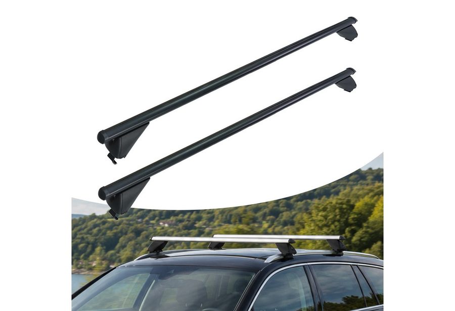 relaxdays Dachträger Aluminium geschlossene Reling (2-St), schwarz, 124 cm von RELAXDAYS