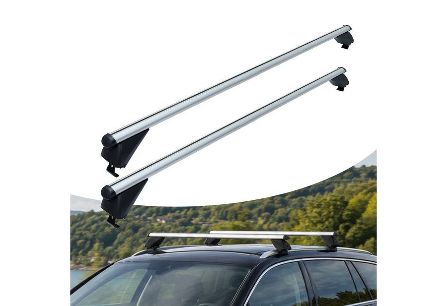 relaxdays Dachträger Aluminium geschlossene Reling (2-St), silber, 124 cm von RELAXDAYS