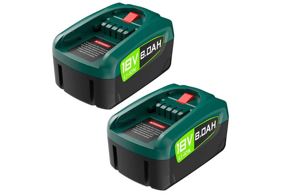Athlix 2x Akku für Bosch 8000 mAh 18 V Ersatz Batterie AL1880CV AL1810CV Akkupacks (18 V), 2er Pack, 18 V, 8.000 mAh langlebige Akkus von Athlix