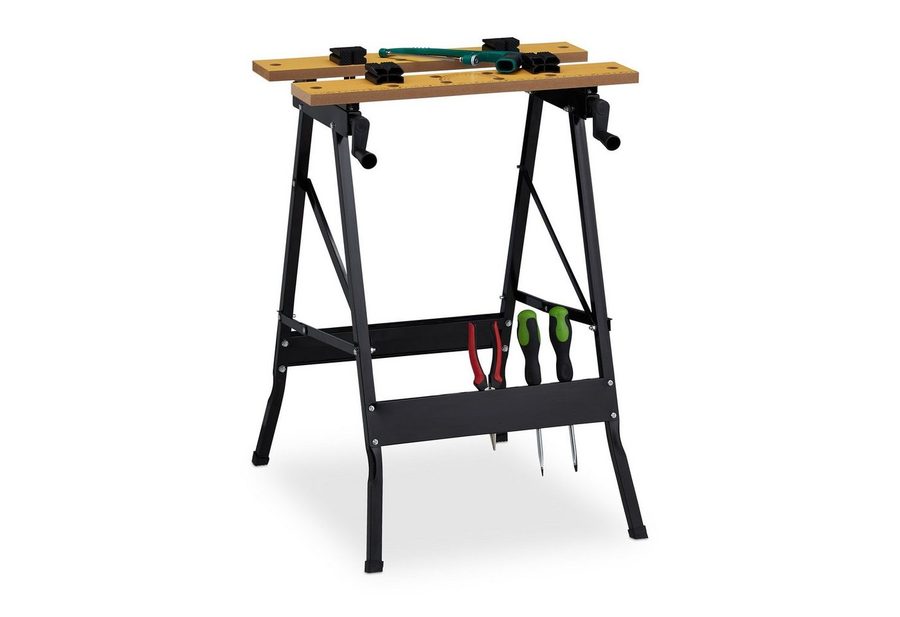 relaxdays Werkbank Klappbare Werkbank mit Spannbacken, (5-tlg) von RELAXDAYS