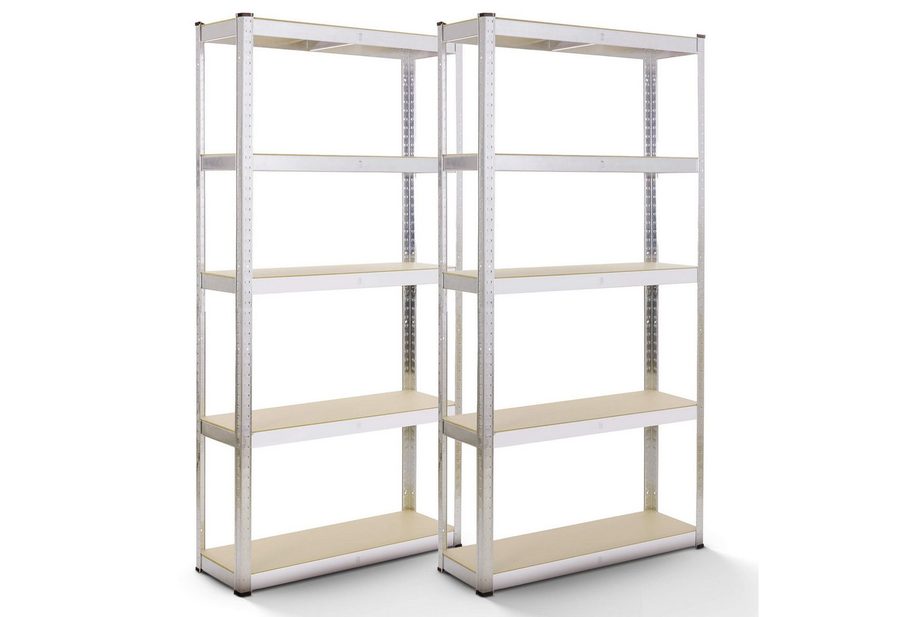 Arebos Schwerlastregal 180x90x40 cm, 5 Böden, 875 kg Traglast, Steckregal, Lagerregal, Set 2-tlg., Flexibel einsetzbar: für Werkstatt, Garage, Keller oder Lager von Arebos