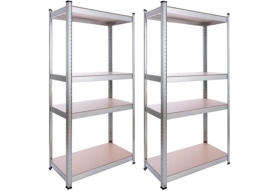 Arebos Schwerlastregal 160 x80x40 cm, 5 Böden, 320 kg Traglast, Steckregal, Lagerregal, Set 2-tlg., Flexibel einsetzbar: für Werkstatt, Garage, Keller oder Lager von Arebos