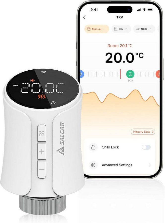Salcar Heizkörperthermostat Smart WiFi Heizkörperthermostat Thermostat Heizung von Salcar