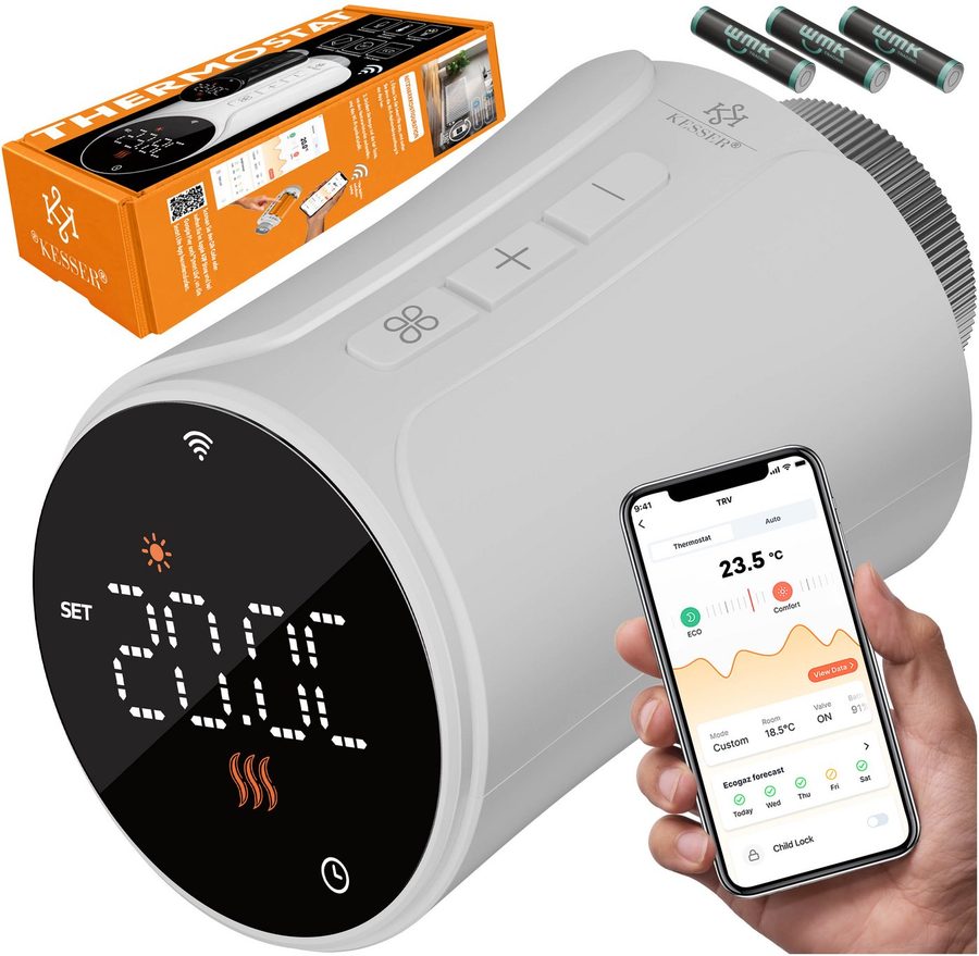 KESSER Heizkörperthermostat, Heizungsregler Smart Home Heizungssteuerung mit WLAN & APP Steuerung von KESSER