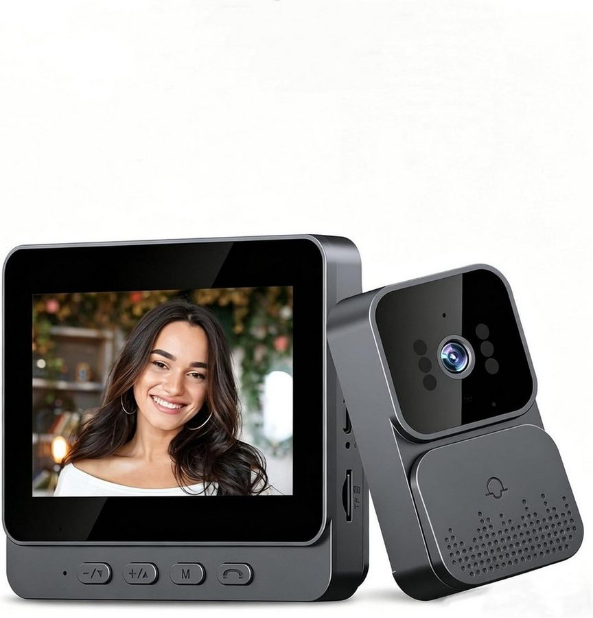 Topcony Überwachungskamera Video-Türsprechanlage Videotürklingel Video Doorbell 4,3 Zoll kabellos (Außen, Innen, Türklingel-Kamera, kabellos, mit Monitor, Video Gegensprechanlage mit 11cm Zwei-Wege-Audio, großem Bildschirm, Telefon-Sicherheitskamera) von Topcony