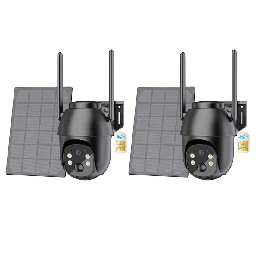 Topcony Überwachungskamera 4G LTE Überwachungskamera Aussen mit SIM Karte (Campingbus, Farm, Außenbereich, Wald, Aussen, Straße, 2-tlg., Menschenerkennung Automatische Verfolgung Cloud/TF-Speicher) von Topcony