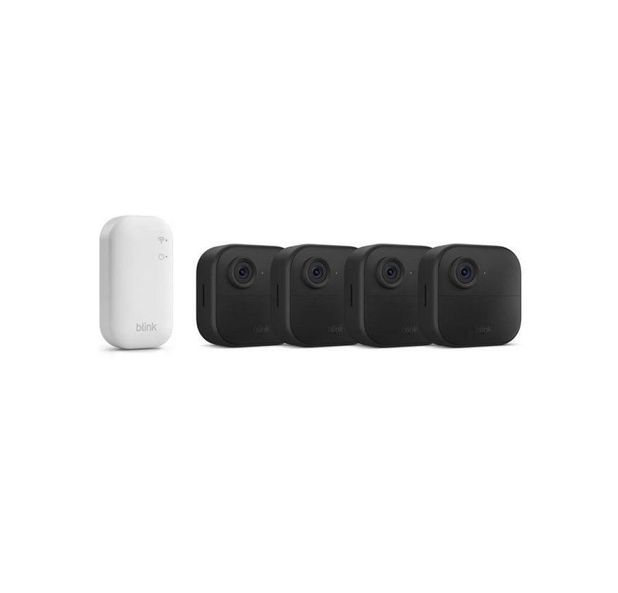 blink IP-Überwachungskamera Kamera Outdoor 4 Sicherheitskamera 4-Kamera-System Überwachungskamera (Innenbereich, Außenbereich, Set, inkl. Sync Modul Core, integriertes Mikrofon) von Blink