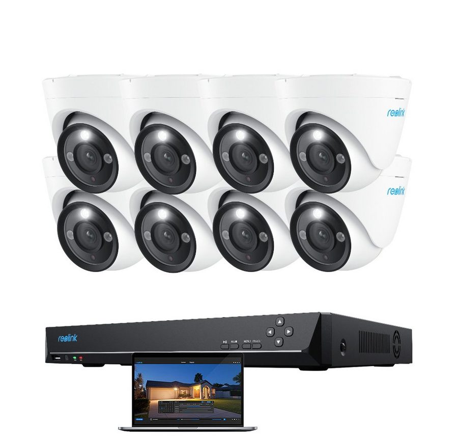 Reolink Überwachungskamera PoE 12 MP Ultra HD (Außenbereich, Innenbereich, 16-Kanal NVR mit 4TB HDD und 8 Dome Kameras, Zwei-Wege-Audio,Farb-Nachtsicht,Dauernde 24/7 Aufzeichnung) von Reolink