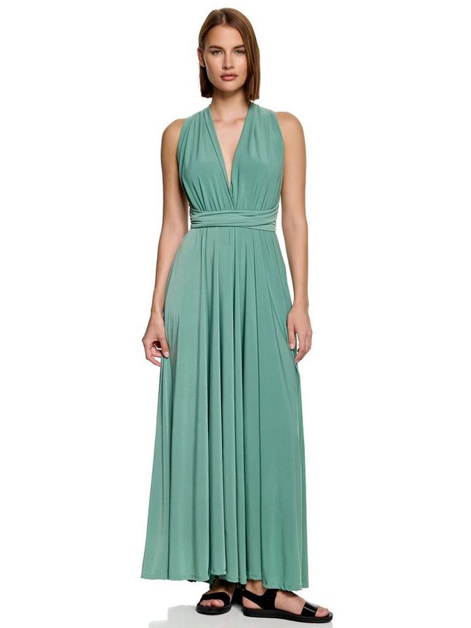 Worldclassca Abendkleid Worldclassca Abendkleid Partykleid Lang mit Schlitz Sommerkleid Maxikleid Cocktailkleid Wickelkleid Elegant Schulterfrei Ärmellos von Worldclassca