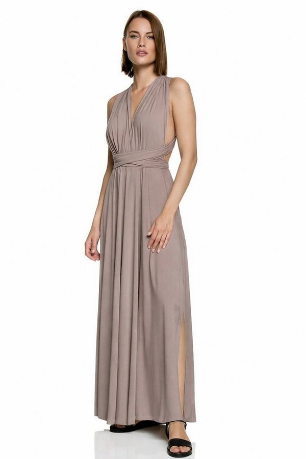 Worldclassca Abendkleid Worldclassca Abendkleid Partykleid Lang mit Schlitz Sommerkleid Maxikleid Cocktailkleid Wickelkleid Elegant Schulterfrei Ärmellos von Worldclassca