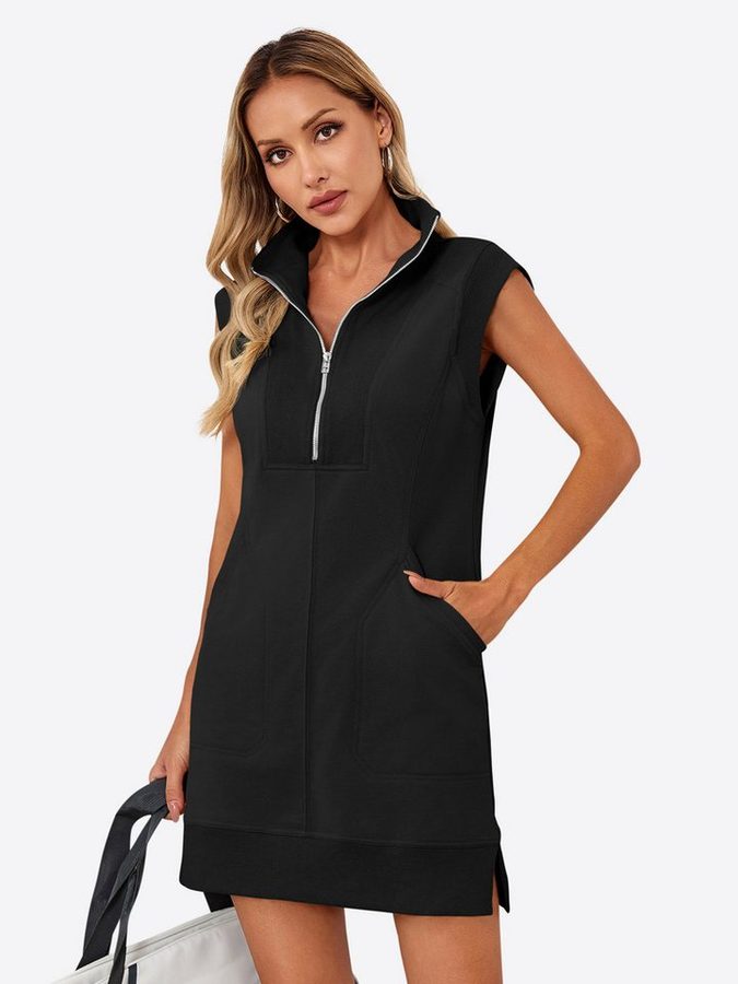 Imily Bela Sweatkleid Damen Sportkleid mit Half-Zip (Packung, 1-tlg., 1per-Pack) Eingrifftaschen von Imily Bela
