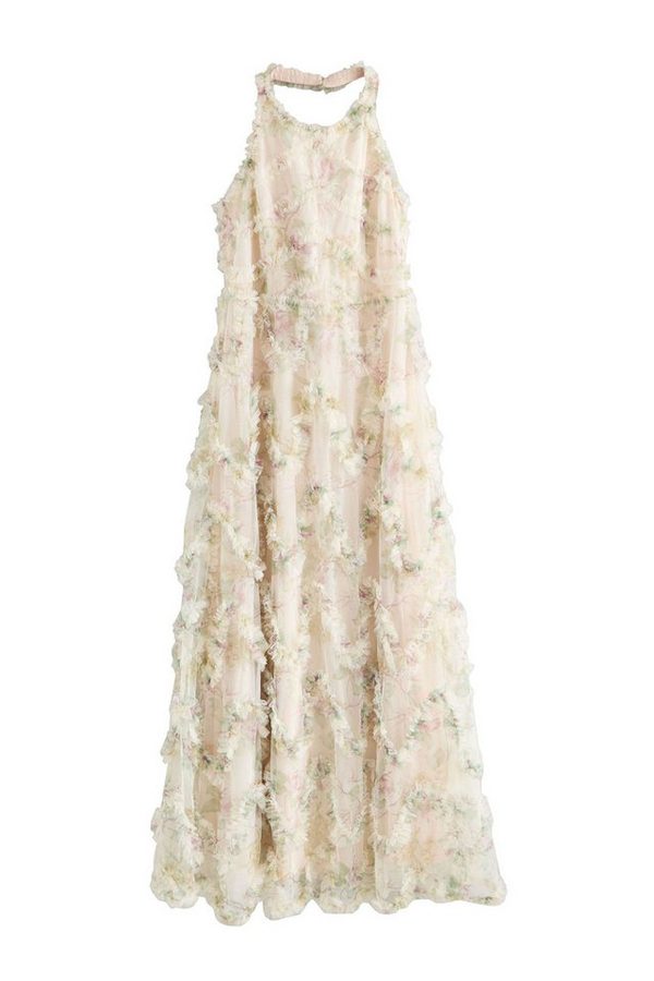 Next Maxikleid Neckholder-Maxikleid mit Rüschen, Kurzgröße (1-tlg) von Next