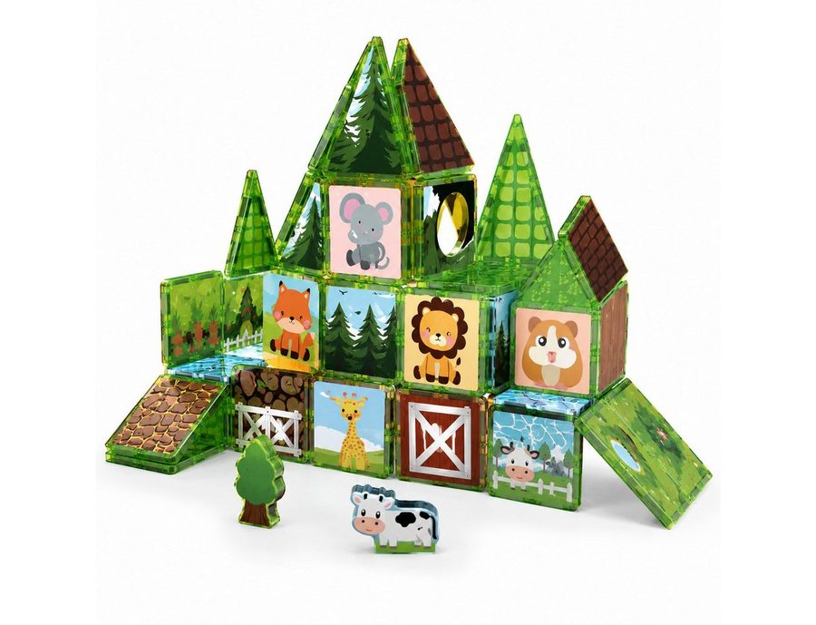 Luckice Kreativspielzeug Magnetbausteine, Steckspiel für kleine Baumeister Magnetspielbausteine, (Set, fördert Fantasie sowie Zusammenarbeit), Naturmotiven laden Kinder dazu ein, immer wieder neue Bauernhöfe von Luckice