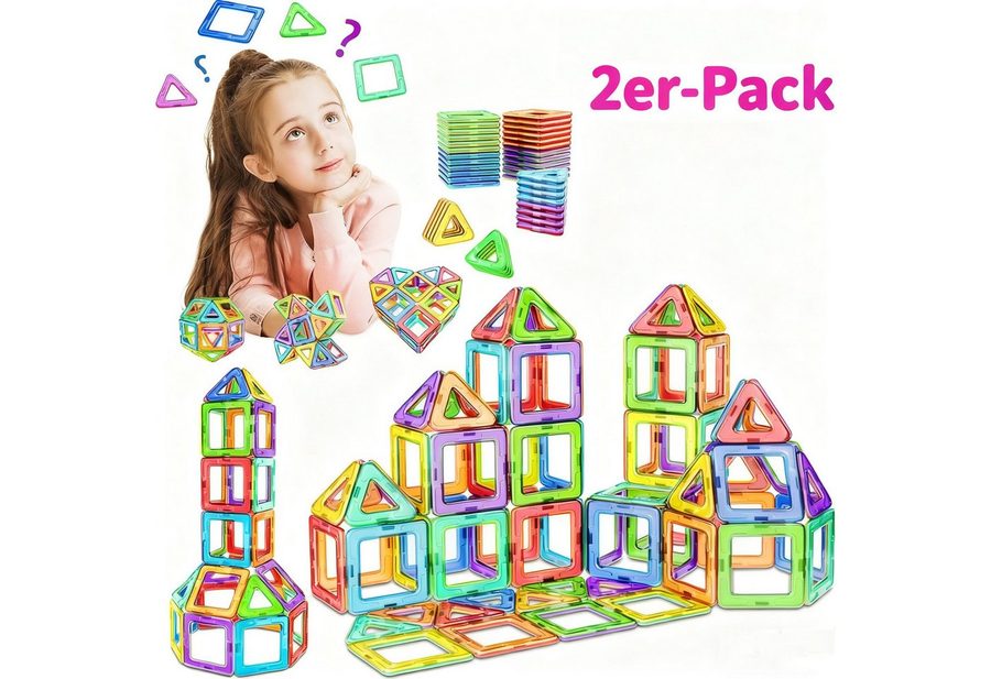POPOLIC Magnetische Bausteine, 40 Teile Magnetbausteine Magnete Kinder Magnetspielbausteine, (Magnetspielzeug Tiles, Magnet bausteine für Spielzeug ab 3 4 5 6 Jahre Kinder Jungen und Mädchen Geschenk, 2 St., Starker Magnetismus, Hoher Haftkraft) von POPOLIC