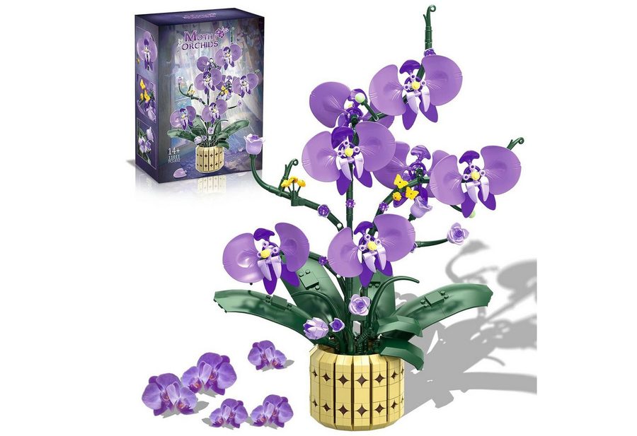 Bundviel Purple Orchid Flower Baustein-Spielbausteine Bauset Spielbausteine, (832 St) von Bundviel