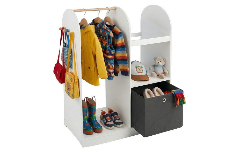 relaxdays Kinderkleiderschrank Kindergarderobe mit Stoffbox (1-St) von RELAXDAYS