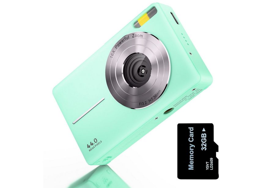 AKKEE Digitalkamera 1080P 44MP Kompaktkamera mit 32G Karte 16X Digitalzoom Kompaktkamera (44 MP, Anti-Shake, Serienaufnahmen, Timer-Aufnahme, Gesichtserkennung) von AKKEE