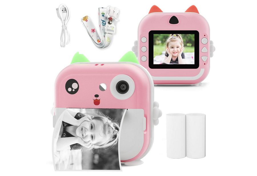 MOPUEA 2,4" Mini Kamera 1080P HD-Druckkamera DigitalKamera Thermodrucker Sofortbildkamera (Bluetooth, inkl. Druckpapier*2, USB-Kabel *1, Tragbares Umhängeband*1, Bluetooth-Fotodrucker Mini-Drucker) von MOPUEA