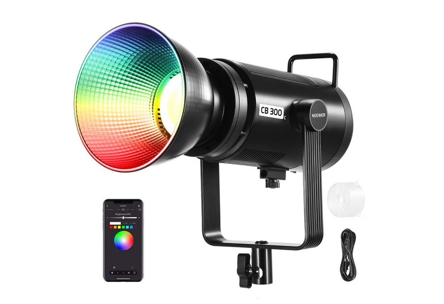Neewer Videoleuchte CB300C 300W RGB LED Videolicht, mit Reflektor, APP& 2,4G Steuerung, 2500K-7500K CRI97+, 17 Szeneneffekte, Bowens Mount, für Studio von Neewer
