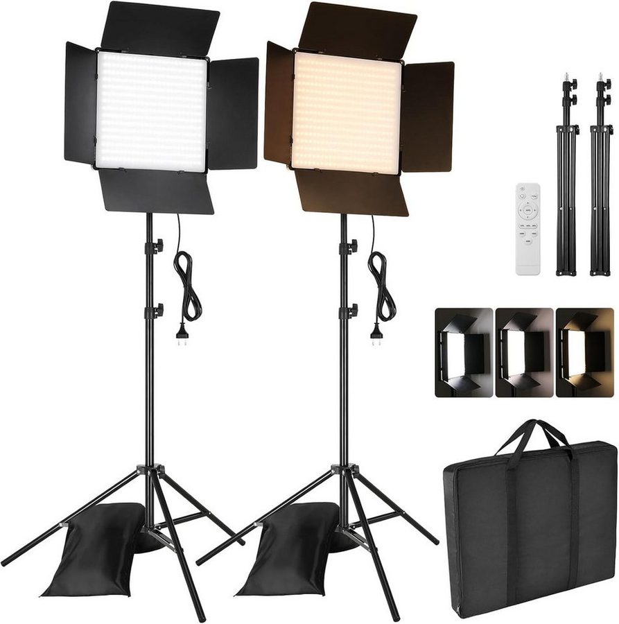 TLGREEN Videoleuchte 2-Pack zweifarbige Studioleuchten, 448 LEDs,3000–6300K, 10-100% Dimmbar von TLGREEN