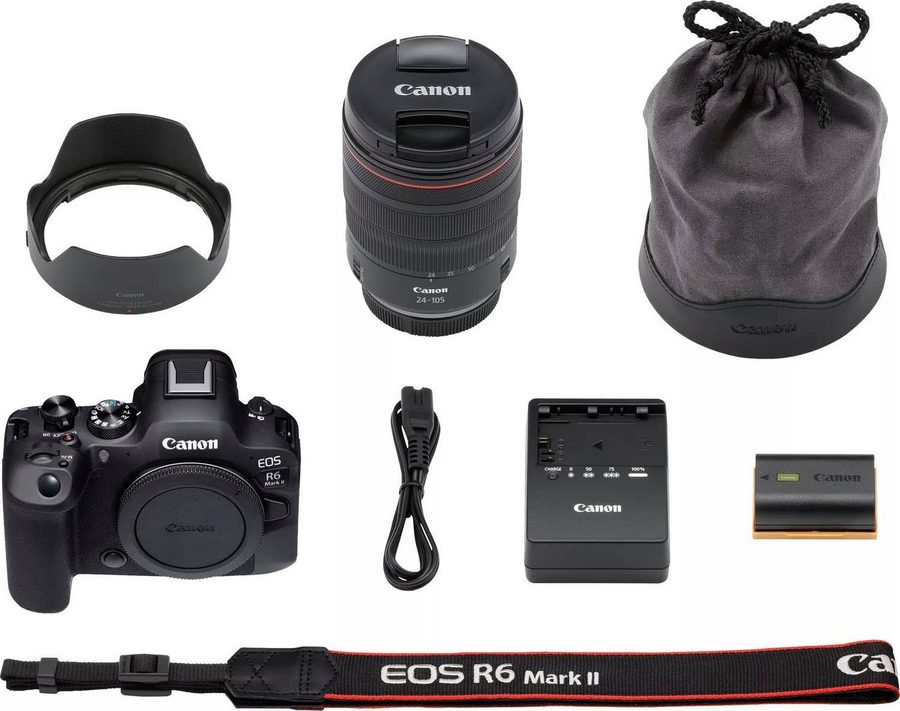 Canon EOS R6 Mark II Systemkamera (RF 24-105mm F4 L IS USM, 24,2 MP, WLAN (Wi-Fi), Bluetooth, Hybridkamera für Foto und Video ohne Kompromisse) von Canon