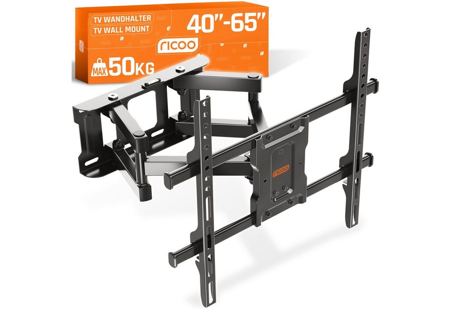 RICOO TV-Wandhalterung schwenkbar TV Halterung 43 47 50 55 60 65 Zoll max 50 Kg S7244, (bis 65 Zoll, VESA 200x200 bis 400x400, 1-tlg., Fernsehhalterung universal vollbeweglich ausziehbar neigbar drehbar, 40" bis 65" Bildschirm, bis 20° Neigung, bis zu 120° Schwenkung) von RICOO