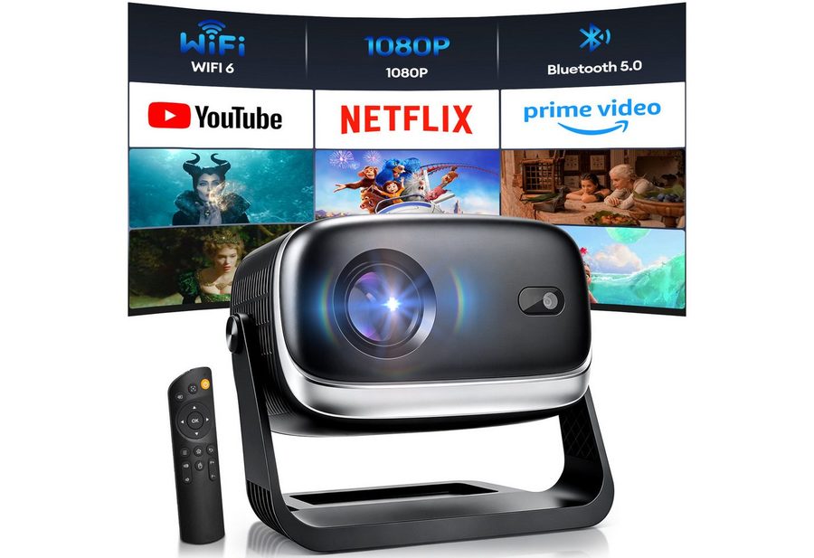 CkeyiN Pro 4K Beamer, Projector mit Netflix, Youtube, WIFI 6 Bluetooth 5.0 LCD-Beamer (12000 lm, 1.2:1, 1280*720 px,Bluetooth 5.0,Automatische Trapezkorrektur&Hindernisvermeidung) von CkeyiN Pro