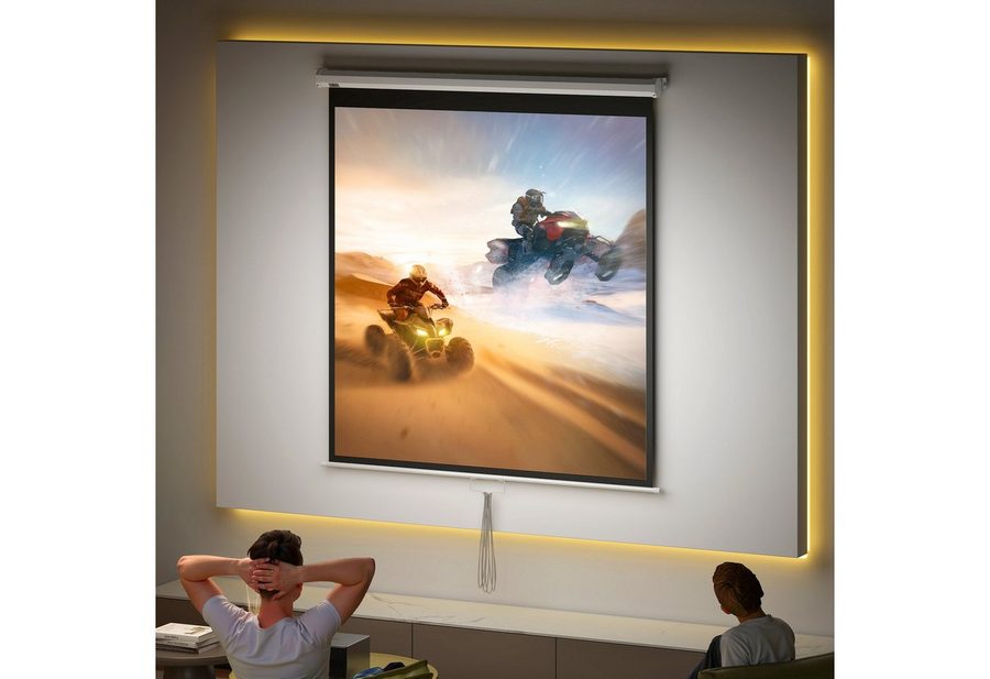 HOMCOM Leinwand Beamer HD 4K Projektionsleinwand Rollo-Leinwand, für Heimkino Büro-Präsentationen von HOMCOM