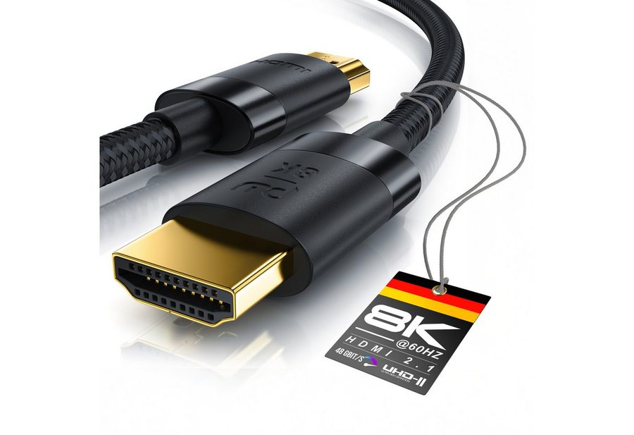 Primewire 8K @ 120Hz / 4K @ 240Hz DSC, Ultra High Speed, Nylonummantelung, 10m HDMI-Kabel, HDMI, HDMI Typ A (1000 cm), 48 Gbit/s Bandbreite, eARC, CEC, HDCP, für Gaming, Streaming, Heimkino von Primewire