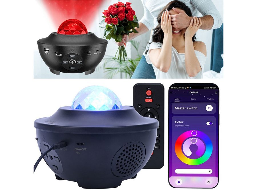 Casativo LED-Sternenhimmel Magischer Laser-Sternenhimmel-Projektor mit Bluetooth Lautsprecher, LED, WIFI, Sprachsteuerung & App-Steuerung von Casativo