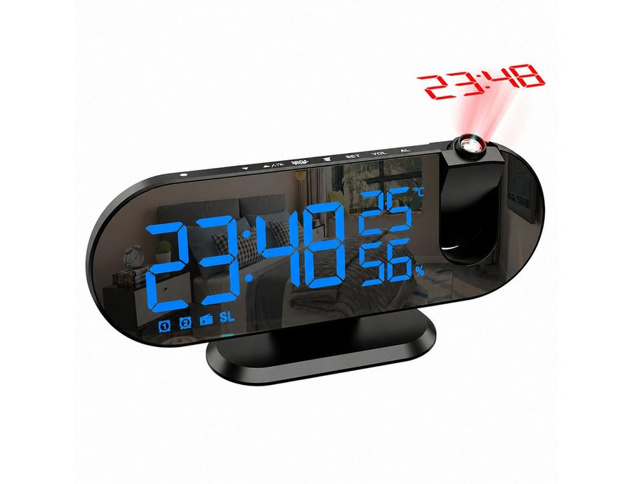 Fyrove Wecker wecker Digital mit 180° Projektor, LED-Anzeige, 3-stufigem Helligkeitsdimmer,USB-Ladeanschluss & progressiver Lautstärke von Fyrove