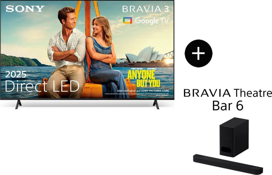 Sony K-50S3 BRAVIA 3 DLED-Fernseher (126 cm/50 Zoll, 4K Ultra HD, Smart-TV, Google TV, Set aus TV BRAVIA 3 Direct LED Fernseher + BRAVIA Theatre Bar 6) von Sony