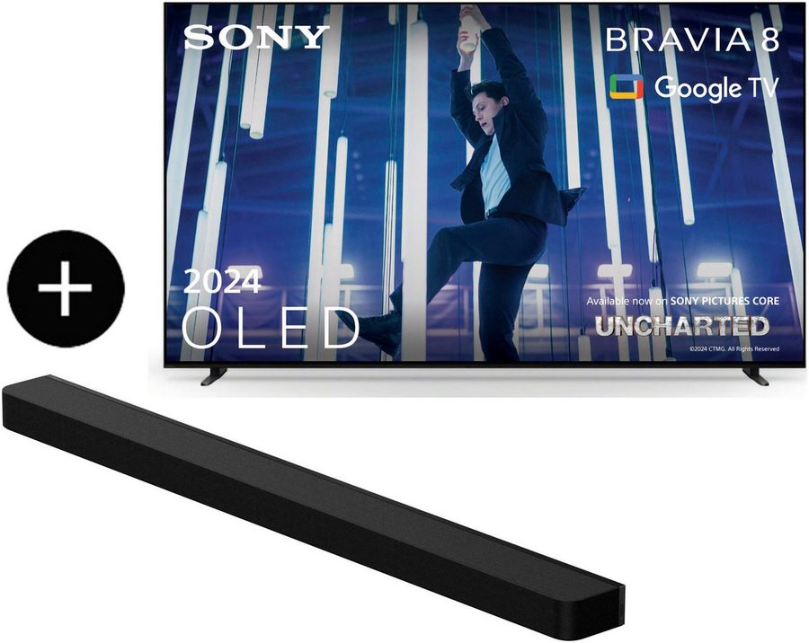 Sony K-77XR80 OLED-Fernseher (195 cm/77 Zoll, 4K Ultra HD, Smart-TV, Google TV, 77" BRAVIA 8 OLED-TV und Bar 8 Soundbar) von Sony