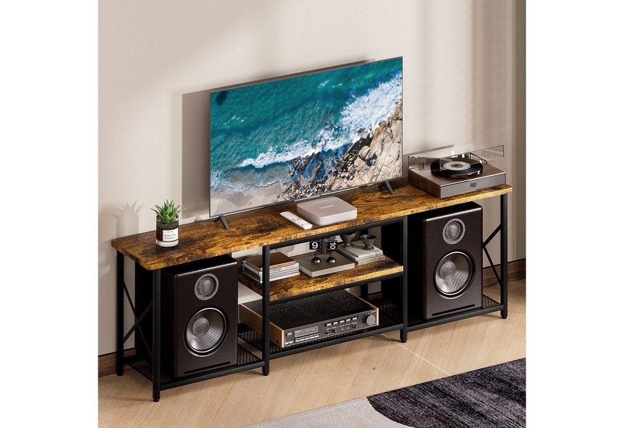Yorbay TV-Rack TV Schrank mit offene Fächer für Lautsprecher, 160cm, TV Regal für Fernseher bis zu 70 Zoll, Vintage Farbe von Yorbay