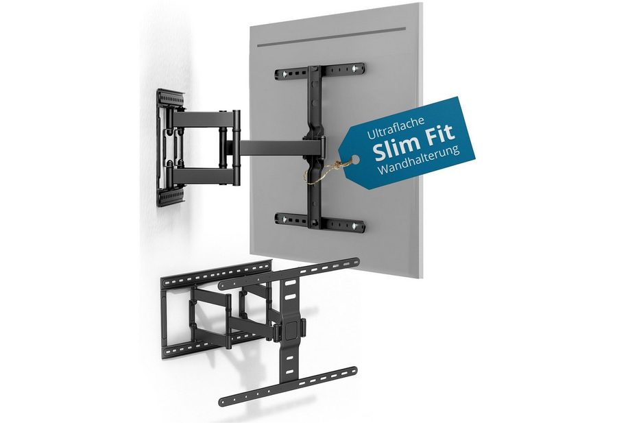 Xantron TV-Wandhalterung Ultra Slim Fit Schwenkbar - nur 27mm Wand-Abstand, SLIMLINE-466US, (bis 60 Zoll, bis 75kg, 43-90 Zoll & VESA bis 600×400) von Xantron
