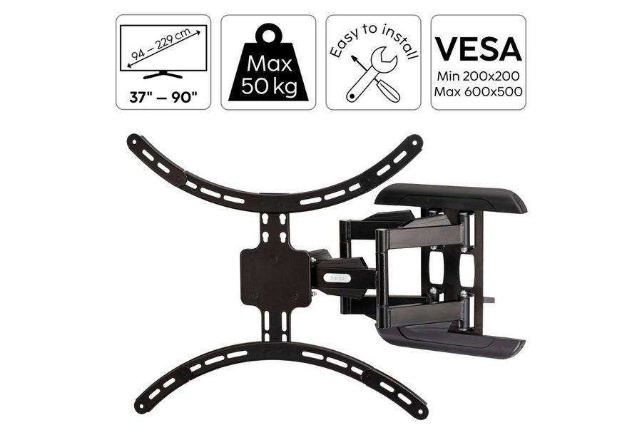Hama TV-Wandhalterung FULLMOTION TV Wandhalterung 37" bis 90" 5 Gelenke, (bis 90 Zoll, Wand-Halter Schwenkbar VESA-Formate bis 600x500 Monitor 37" - 90" Zoll) von Hama