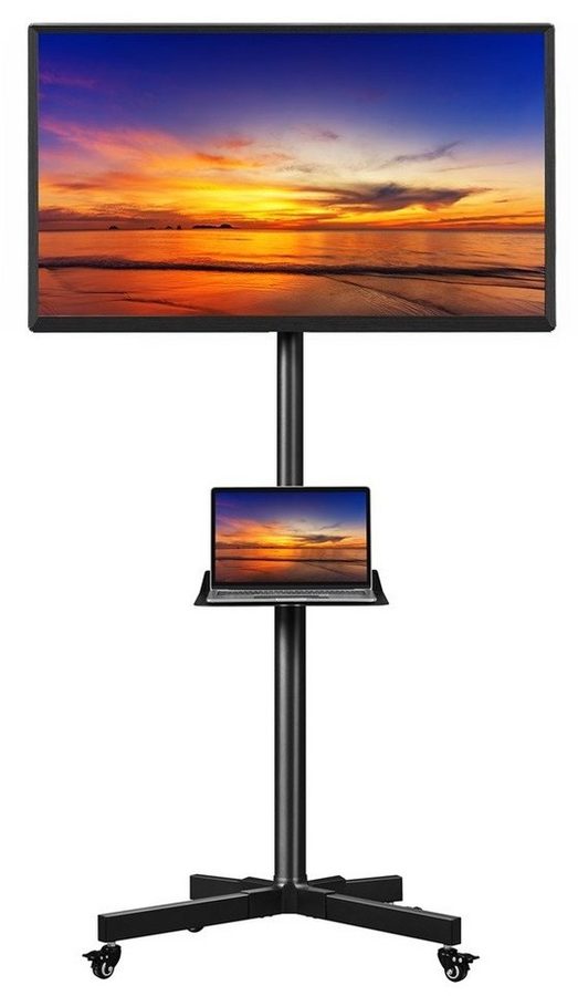 Yaheetech TV-Ständer Mobile TV-Halterung mit Ablageplatte, (bis 60 Zoll, TV-Standfuß, höhenverstellbar & winkeleinstellbar) von Yaheetech