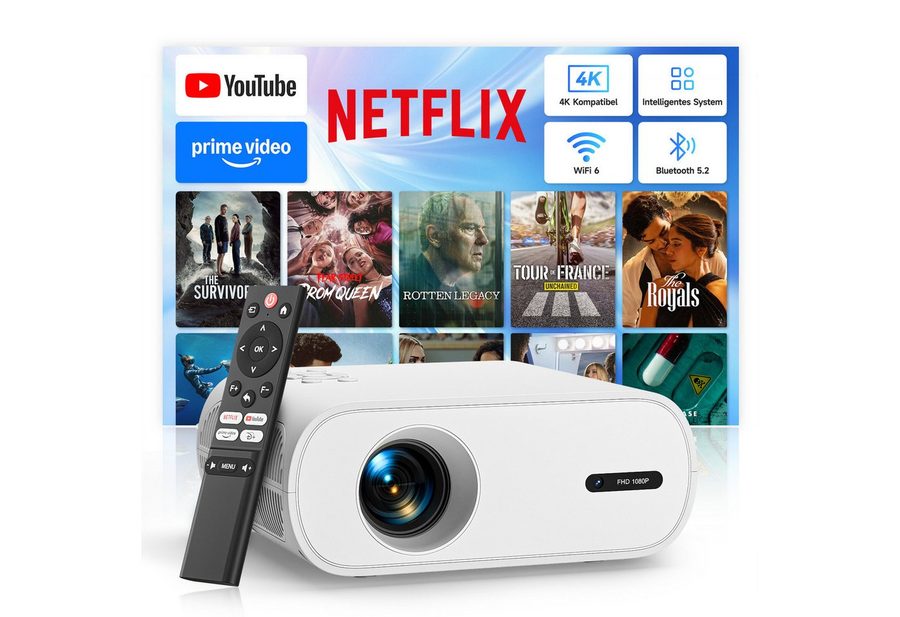 ZOOMCAT ZOOMCAT C10N Beamer 4K Mit Netflix Zertifizierung(Elektrischer Fokus) Beamer (20000 lm, 20000 : 1, 3840x2160, 1920x1080 px, Elektrische Fokussierung, 4D 4P elektronische Trapezkorrektur) von ZOOMCAT