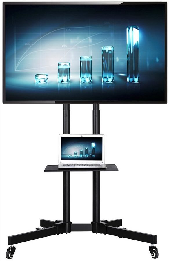 Yaheetech TV-Ständer Mobile TV-Halterung mit Doppelstangen, (bis 60 Zoll, Mobile TV Standfuß für 30 – 60 Zoll LCD LED OLED Plasma Fernseher) von Yaheetech