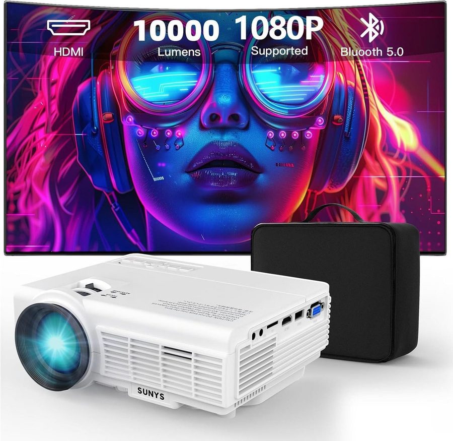 Vivitar Projektor Beamer 10000 Lumen, native 1080P Full HD Auflösung LED-Beamer (10000 lm, 10.000:1 Kontrast, HDMI, USB, Audioanschluss, integrierte HiFi-Lautsprecher, Bluetooth) von Vivitar