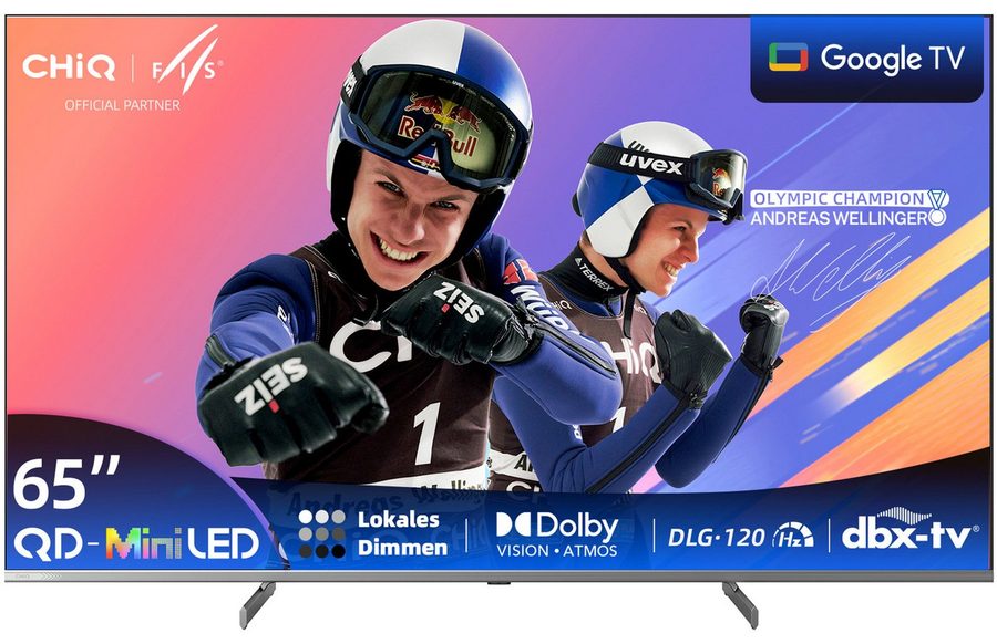 CHiQ M65QN9G Mini-LED-Fernseher (164 cm/65 Zoll, 4K Ultra HD, 4K UHD TV, Smart-TV, Google TV, Mini LED TV, DLG 120Hz, 4K Dolby Vision, Unterstützt Apple AirPlay) von CHIQ