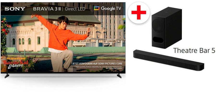 Sony K-55XR35M2 55 BRAVIA 3 II LED-Fernseher (139 cm/55 Zoll, 4K Ultra HD, Smart-TV, Google TV, Set aus: BRAVIA 3 II + Theatre Bar 5 Soundbar) von Sony
