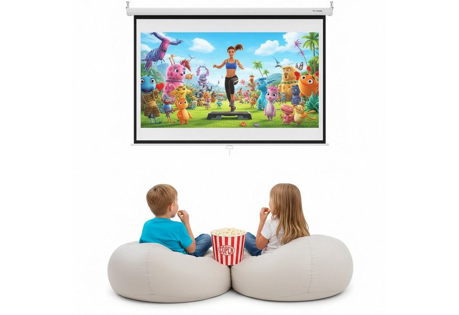 Mucola Leinwand Beamerleinwand Rolloleinwand Heimkino Beamer Projektor Leinwand HDTV, HDTV tauglich, Leinwandgröße: 152 cm x 152 cm von Mucola