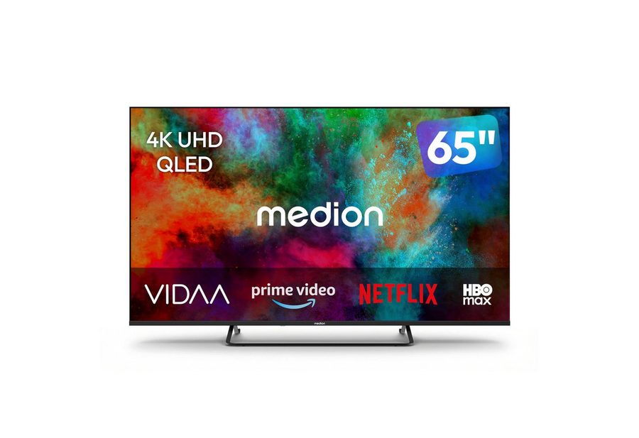 Medion® MD865602 QLED-Fernseher (163.9 cm/65 Zoll, 4K Ultra HD, Smart-TV, Dolby Vision, Dolby Atmos, Netflix, HBO Max, Prime Video, Disney+, WOW) von Medion®
