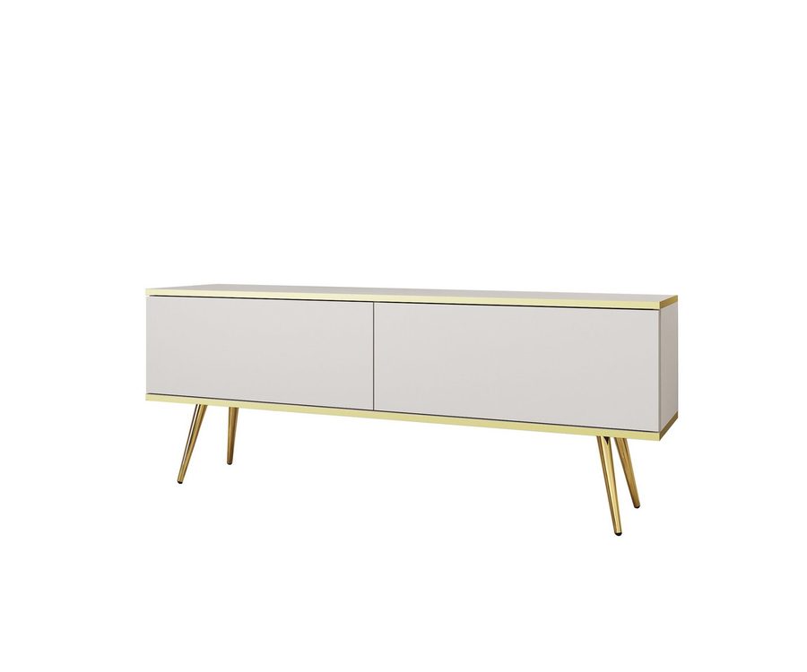 MOEBLO TV-Board DAYN NEW (Lowboard Fernsehtisch TV Bank TV Tisch Fernseher Tisch TV Möbel, goldene/schwarze Metallbeine), 135/175x30x32 von MOEBLO