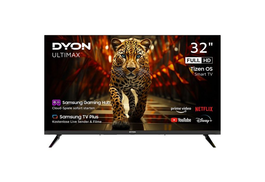 Dyon Ultimax 32F-TI LED-Fernseher (80 cm/32 Zoll, Full HD, Smart-TV, 32" Ultimax Full HD Smart TV, Tizen OS, Gaming Hub, Triple-Tuner) von Dyon