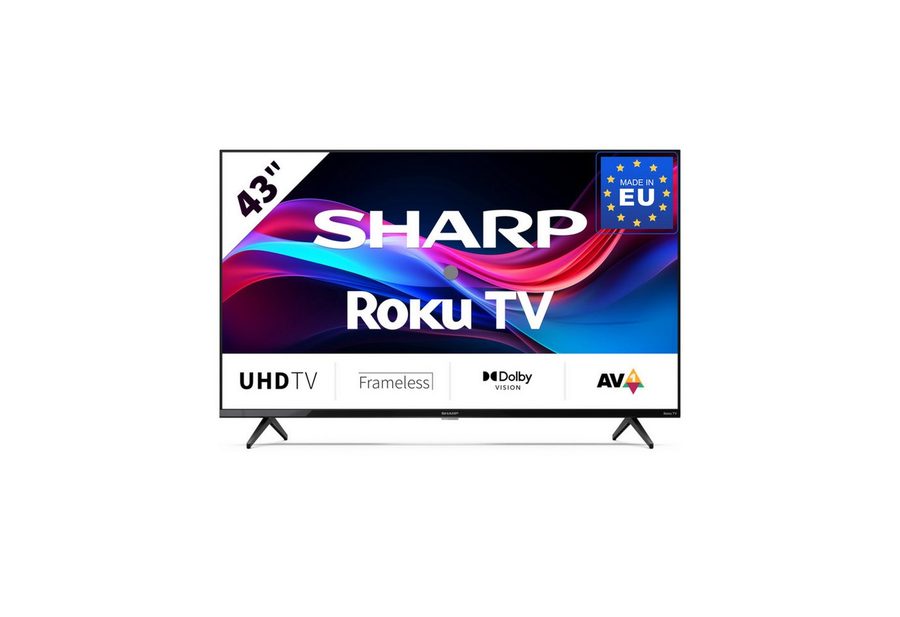 Sharp 4T-C43GJx LED-Fernseher (108 cm/43 Zoll, UHD 4K, rahmenloser 4K Ultra High Definition LED Sharp Roku TV mit DolbyVision) von Sharp