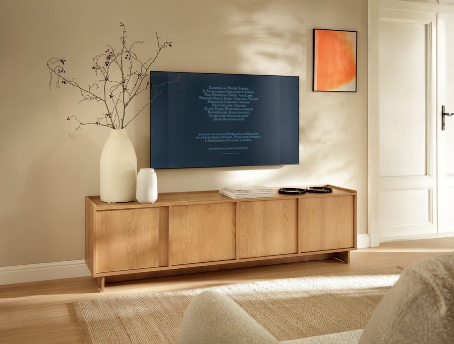MOEBLO TV-Board TV-Schrank 195 LILIE (Eiche Caramel - modernes TV Möbel, Fernsehtisch, TV Bank & TV Tisch, grifflos mit Push-to-Open, viel Stauraum, 195 cm breit, Lowboard Fernsehtisch TV Bank TV Tisch Fernseher Tisch TV Möbel), (BxHxT): 195 x 55 x 39 cm von MOEBLO