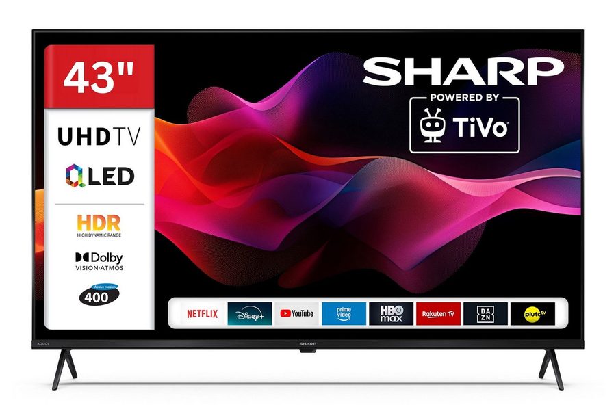 Sharp 43HM5745E QLED-Fernseher (108 cm/43 Zoll, 4K Ultra HD, Smart TV powered by TiVo, Smart TV by TiVo, HDR Dolby Vision & Atmos, Triple-Tuner) von Sharp