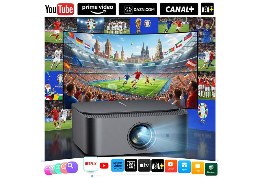 ZOOMCAT Beamer 4K Mit Netflix Zertifizierung 2026 Upgrade UHD Wifi6 Heimkino Beamer (25000 : 1, 3840x2160, 1920x1080 px, 600 ANSI,Elektrische Fokus) von ZOOMCAT